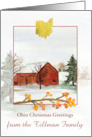 Ohio Christmas Greetings Red Barn Custom Name card