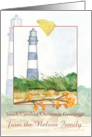South Carolina Christmas Greetings Lighthouse Custom Name card