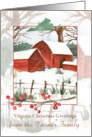 Virginia Christmas Greetings Red Farmhouse Custom Name card