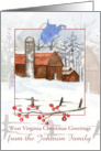West Virginia Christmas Greetings Farmhouse Custom Name card