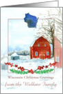 Wisconsin Christmas Greetings Farmhouse Custom Name card
