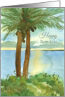 Happy New Year Winter Hawaiian Beach Watercolor card