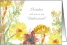Wedding Bridesmaid Invitation Fall Flowers Custom card
