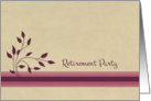 Retirement Party Invitation Burgundy Leaves Stripes card