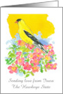 Sending Love from Iowa Goldfinch Prairie Rose Custom card