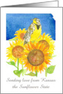 Sending Love from Kansas Sunflowers Watercolor Custom card