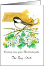 Sending Love from Massachusetts Chickadee Mayflower Custom card