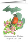 Sending Love from Michigan Robin Apple Blossom Custom card
