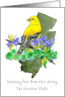 Sending Love from New Jersey Goldfinch Violets Custom card