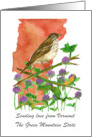 Sending Love Vermont Hermit Thrush Clover Flower Custom card