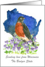 Sending Love Wisconsin Robin Wood Violets Custom card