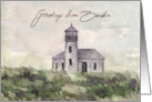 Greetings From Bandon Oregon Lighthouse Watercolor card