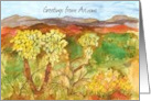 Greetings from Arizona Desert Cholla Cactus Mountains card