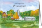 Greetings from Wisconsin Farm Midwest Watercolor card