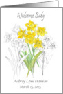 Welcome Baby Birth Announcement Daffodils Custom Name card