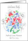 Welcome Baby Birth Announcement Sweet Peas Custom Name card