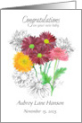 New Baby Congratulations Chrysanthemum Flower Custom Name card