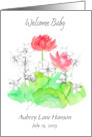 Welcome Baby Birth Announcement Lily Flower Custom Name card