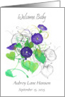 Baby Birth Announcement Morning Glory Spatter Custom card