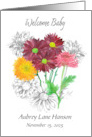 Baby Birth Announcement Chrysanthemum Flower Custom Name card