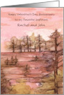 Happy Anniversary Valentine’s Day Sunset Trees Custom card