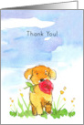 Thank You Puppy Dog Rose Flower Watercolor card