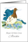Happy Birthday from Alaska Forget Me Not Ptarmigan card