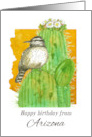 Happy Birthday from Arizona Saguaro Cactus Bird card