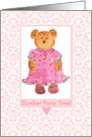 Slumber Party Invitation Little Girls Bear Watercolor Art card