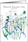 National Carnation Day January 29 Blue Flowers card