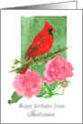 Happy Birthday from Indiana Cardinal Peony Flowers card
