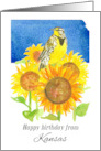Happy Birthday from Kansas Meadowlark Sunflowers card