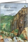 Rock Climbing Birthday Mountain Cliff Forest Custom card