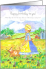 Happy Birthday Farm Girl Dog Scripture Romans Religious card
