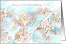 Happy 60th Birthday Sister Cherry Blossom Tree Spatter Custom card