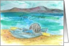 Happy Birthday Kayak Mountain Lake Beach Watercolor card