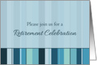 Retirement Celebration Party Invitation Blue Stripes card