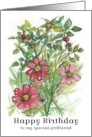 Happy Birthday Girlfriend Pink Cosmos Flowers card