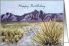 Happy Birthday Desert Cactus Mountains Watercolor card