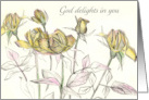 God Delights in You Happy Birthday Yellow Roses card