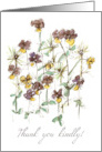 Thank You Kindly Purple Pansy Flowers Watercolor card