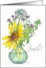Smile God Loves You Sunflower Bouquet Watercolor Spatter card