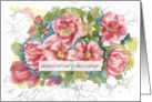Anniversary Blessings Pink Roses Watercolor card