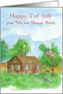 Happy 4th of July from Realtor Cabin Flag Custom card