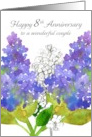 Happy 8th Anniversary Lilac Flower Watercolor card
