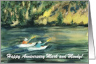 Happy Anniversary Kayaking Lake Custom Name card