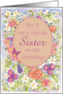 Sister Birthday Vintage Flower Bouquet Butterflies card