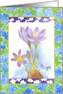 Thinking of You Purple Crocus Watercolor Flowers card