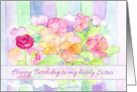 Happy Birthday Sister Pastel Pansy Watercolor Painting Floral Art card