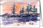 Happy Vacation Wishes Sunset Beach Kayak Moon card